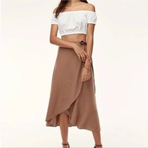 Wilfred Aritzia Eleta Linen Wrap Skirt Nutmeg Size S